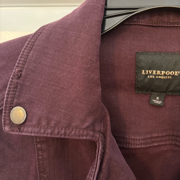 Liverpool Women's Burgundy Denim Moto Jacket - Picture 2 of 4